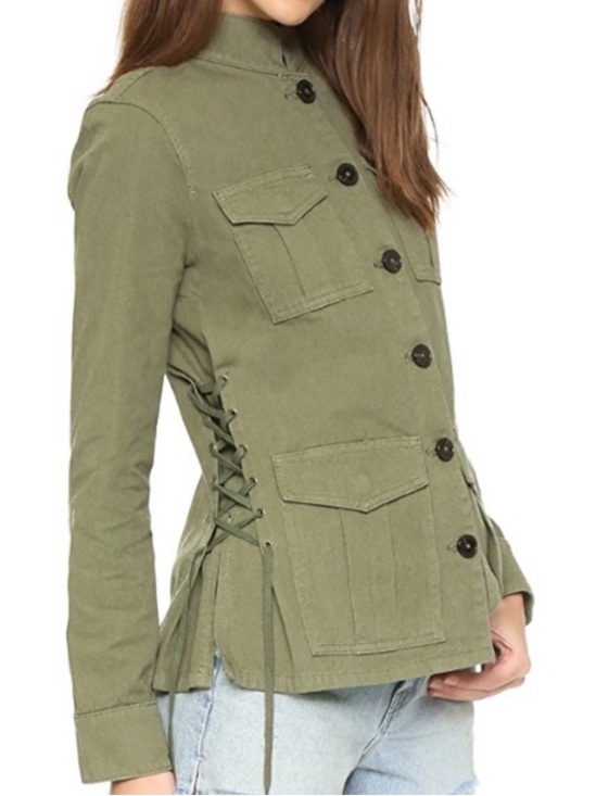 Tory Burch Jackets & Blazers - TORY BURCH Field Military Utility Lace Up Jacket Green Size XS